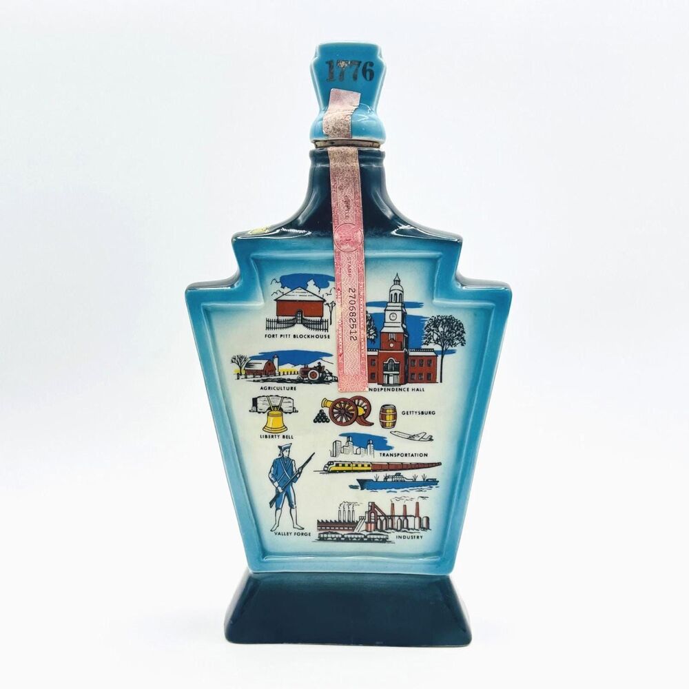 1967 Jim Beam Historic Pennsylvania Decanter Keystone State 1776 Vintage